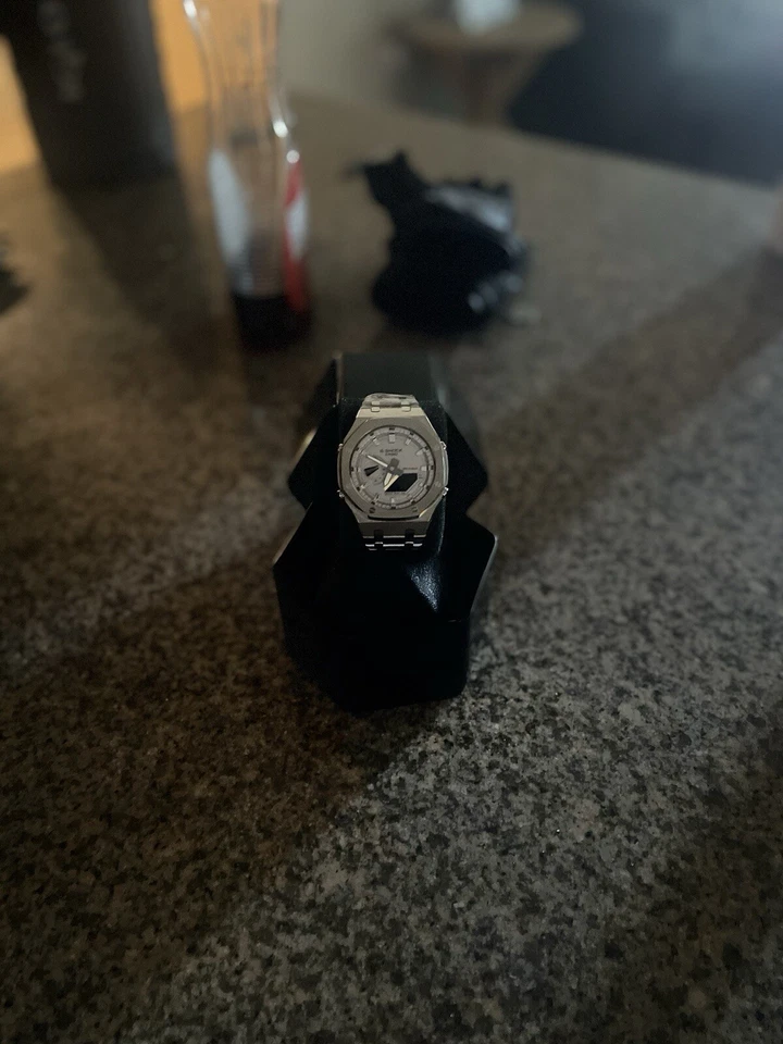 Reloj Personalizado G-Shock GA-2100 Casioak Estilo AP Plateado - Brilla en la Oscuridad Manecillas Foto 4 de 4