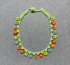Embera Chami beaded choker by women of the Colombian indigenous tribe 5014