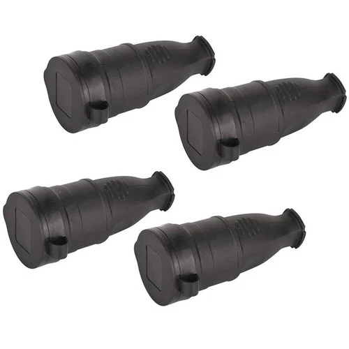 10 x Schuko Kupplung Vollgummi IP44 Schutzkontakt Stecker 230V 16A Gummikupplung - Bild 6 von 12