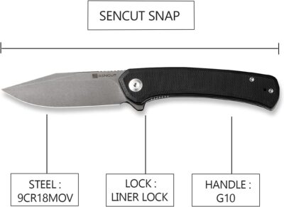 SA05BV1 SENCUT Snap Black G10 Handle 9Cr18MoV Blade IKBS Linerlock Clip