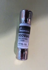 10 pcs -BUSSMANN KTK -15 / 600 V Fuse