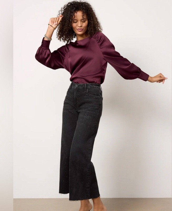 Kut from the Kloth Black Meg High Rise Illuminated Sparkle Jeans Size 14 NWT