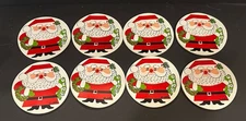 Set 8 Vintage Vinyl Santa Claus Drink Coasters MCM Retro Stotter 5"