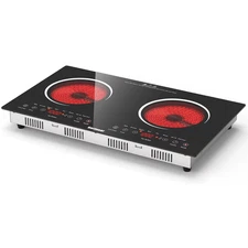 2 Burners Ceramic Electric Cooktop, 60X35, Countertop or Built-In, with Outlet P