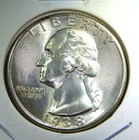 1938 ** Washington Quarter ** Beautiful Color ** Superb Gem BU ** Album Toned **