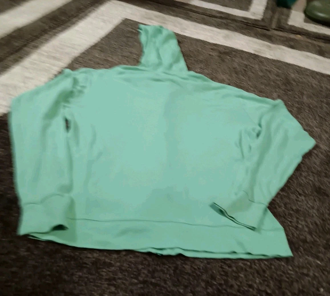 UNDERCOVER FELPA CON CAPPUCCIO VICTORIA'S SECRET VERDE CHIARO FULL FRONT ZIP PICCOLA 100% COTONE