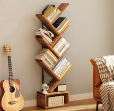 Vintage Wood Tree-Style Bookshelf