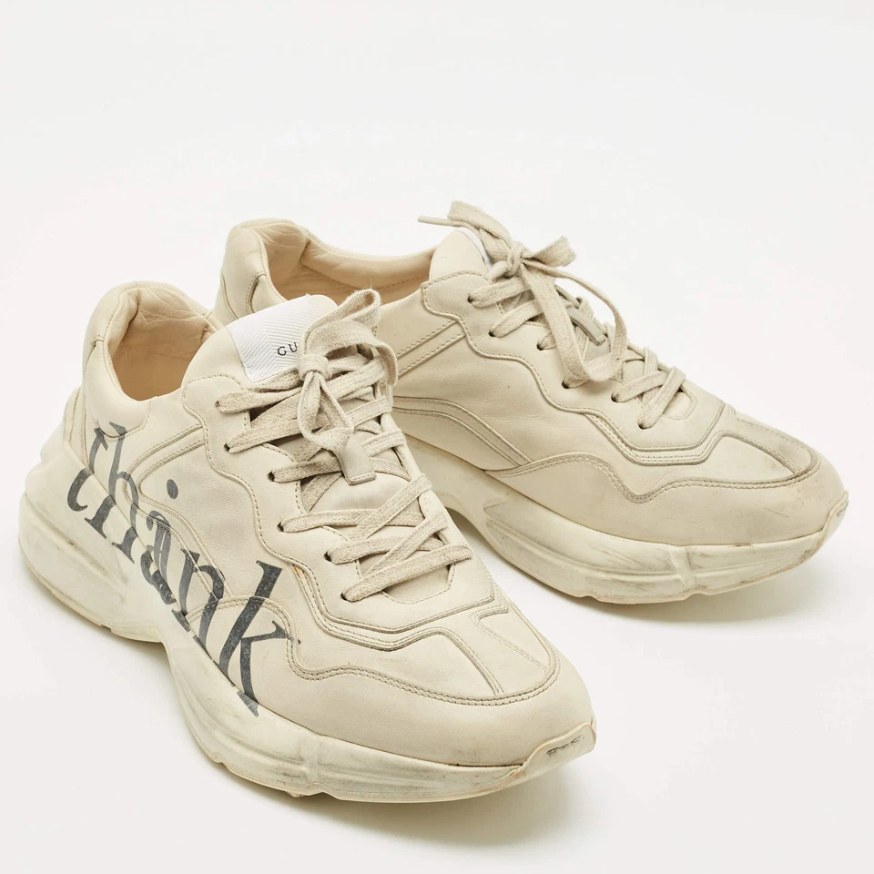 Gucci Cream Leather Rhyton Lace Up Sneakers Size 42 - image 4 of 4