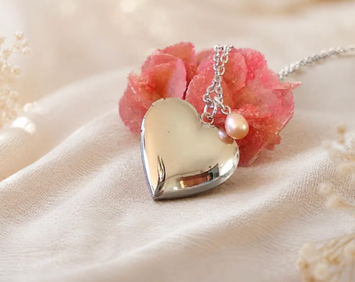 Pink Freshwater Pearl Heart Porophoto Medallion