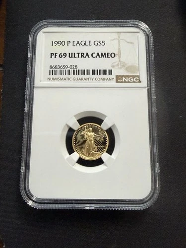 1990 P G$5 1/10 oz Gold American Eagle Proof - NGC PF 69 Ultra Cameo