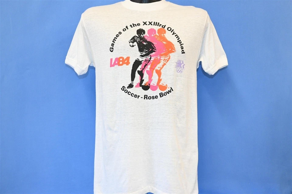 Camiseta de colección años 80 LA84 LOS ANGELES 1984 JUEGOS OLÍMPICOS FÚTBOL ROSE BOWL Foto 2 de 4