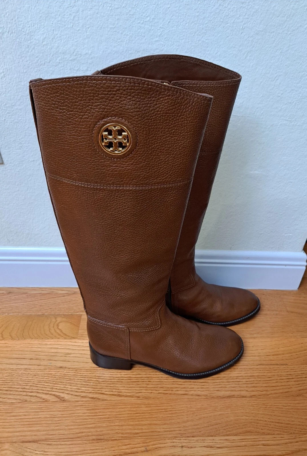 Tory Burch 8.5 Boots Brown Leather Full Zip Tall Knee High Junction Riding thumbnail 2