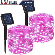 2 Pack Total 200 LED 66FT Solar Powered Copper Wire String Lights Outdoor Patio