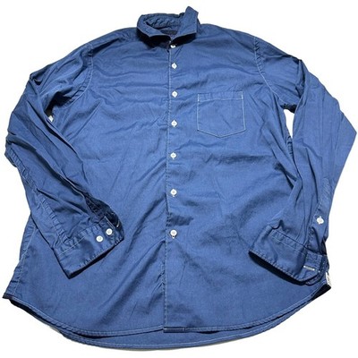 Ergo Shirt Men Size L Blue Long Sleeve Slim Fit Button Up Minimalist 100% Cotton