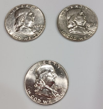1962 Franklin Half Dollars Lot of 3 Philadelphia from roll Look Great