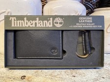 Timberland Mens Leather Bifold Wallet with Leather Wrapped Key FOB New