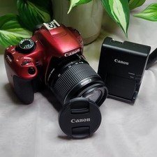 Canon EOS Rebel T5 Red Digital SLR Camera 18-55mm Lens Interchangeable Flash