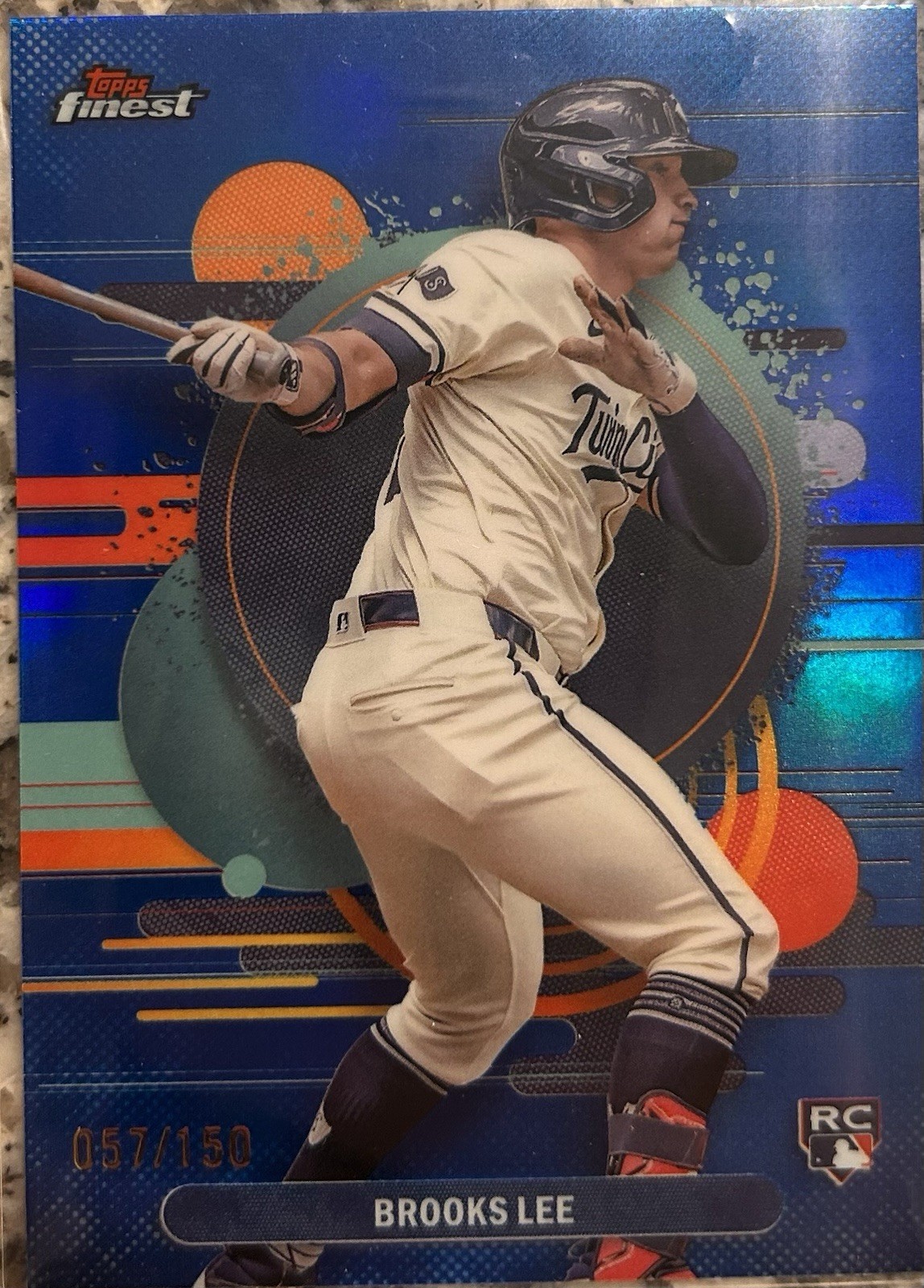 2025 Topps Finest Uncommon Brooks Lee #163 Blue Refractor /150 RC Twins