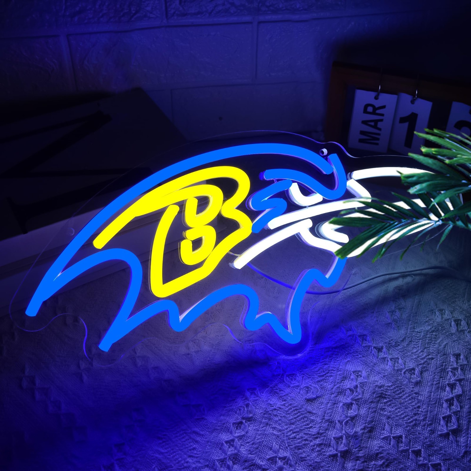 Neon Football Sign for Wall Decor | Light Up Rugby Team Logo | Man Cave, Game Ro view 3