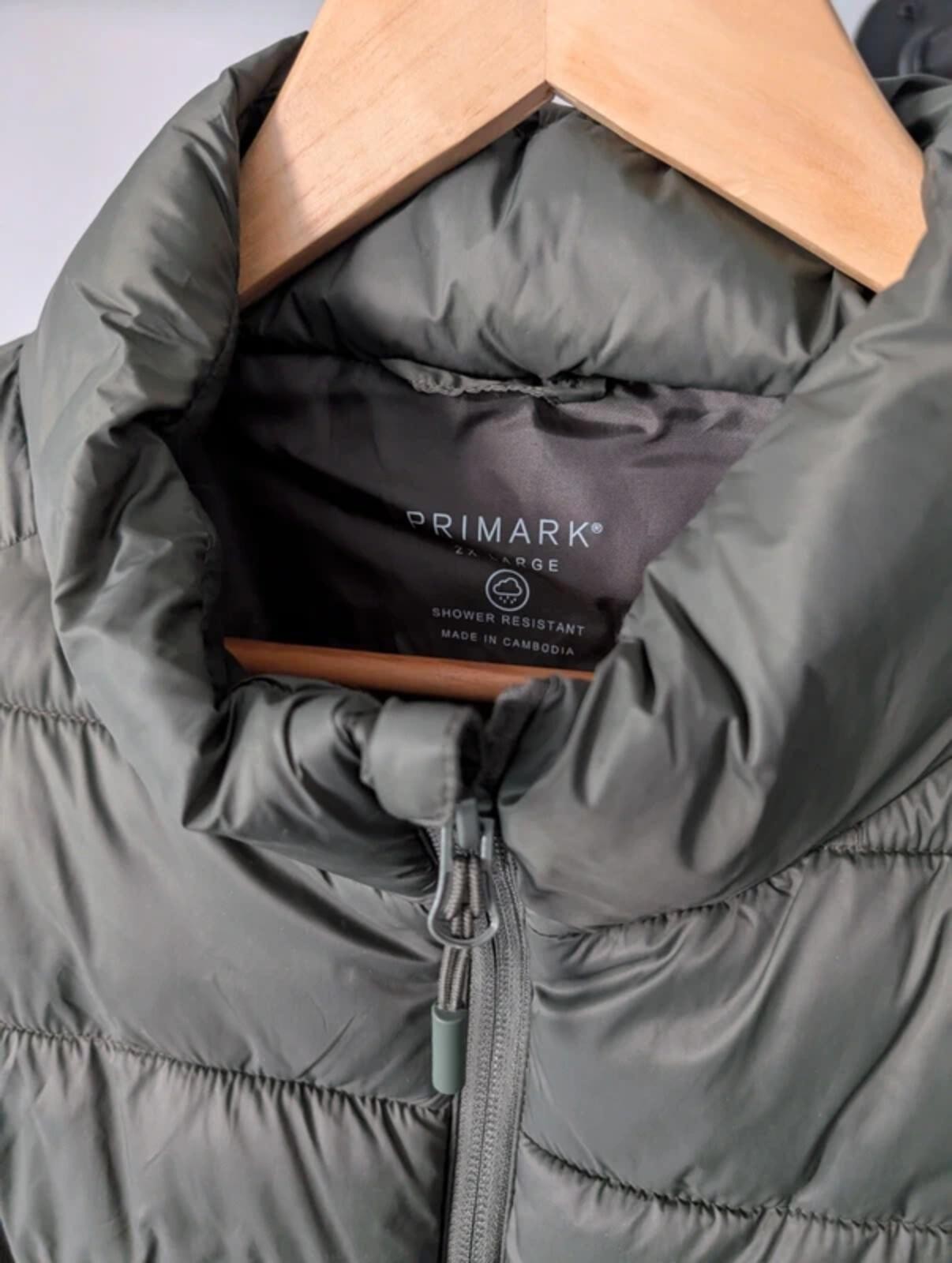 Primark Mens Khaki Green Puffer Gilet Bodywarmer 2XL Quilted Sleeveless Jacket image 3