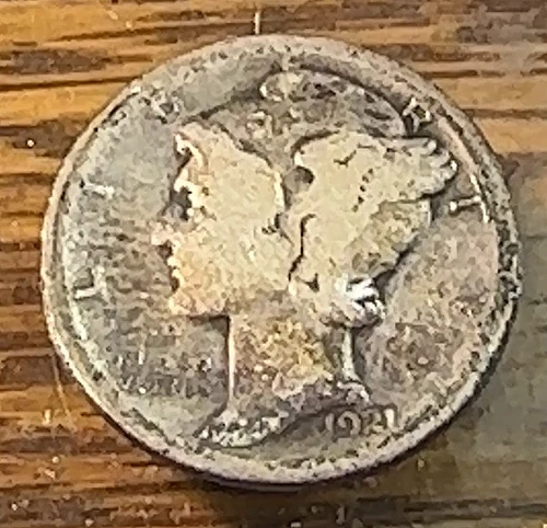1921-D Mercury Dime Nice Original Good/AG CHRC