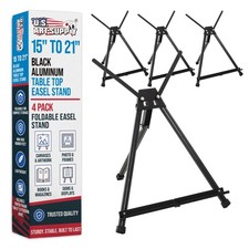 4 Pack 15" to 21" Adjustable Aluminum Tabletop Display Easel, Tripod Stand, Arms