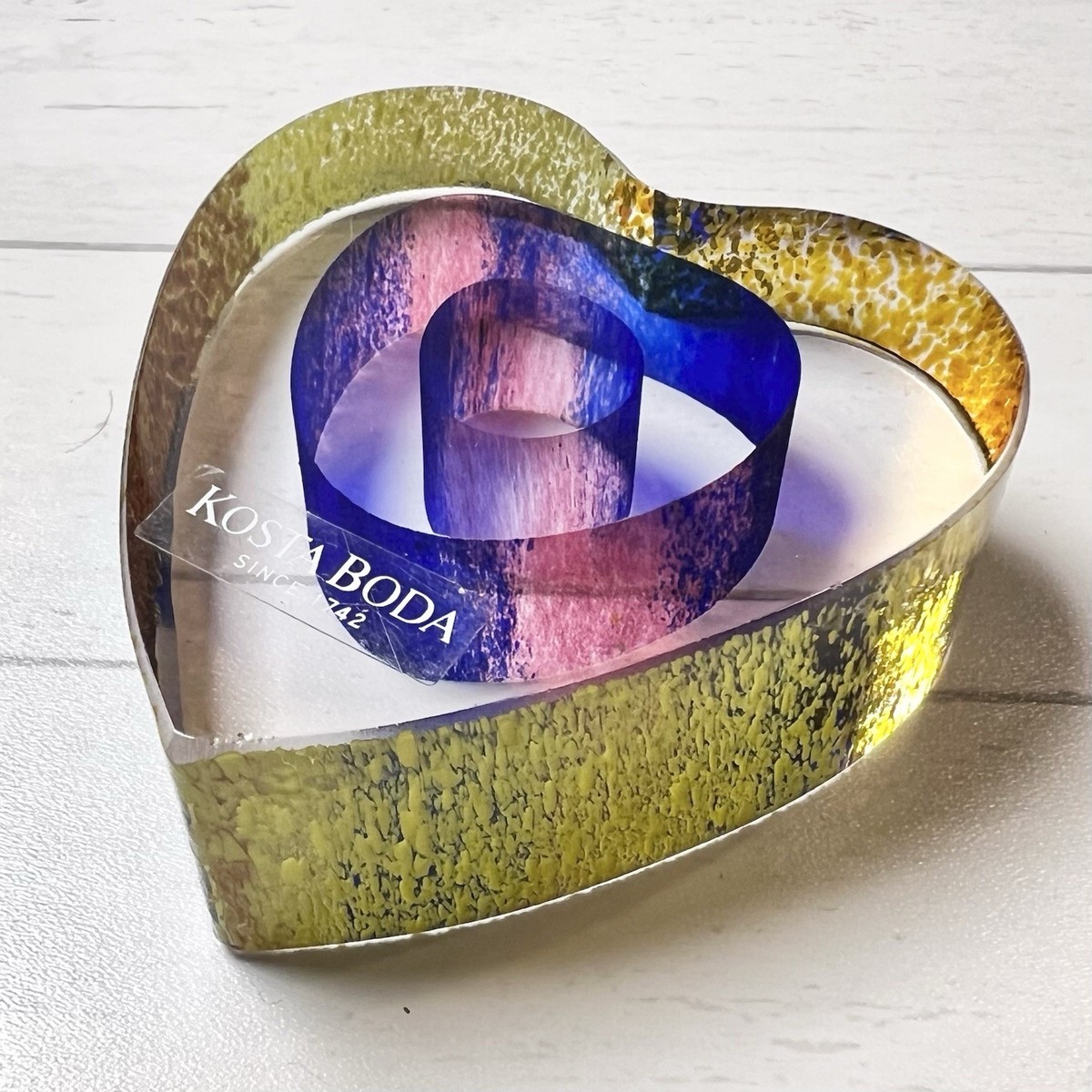 KOSTA BODA【Bertil Vallien】北欧オブジェペーパーウエイト Kosta Boda My Heart by Bertil Vallien Art Glass Sculpture
