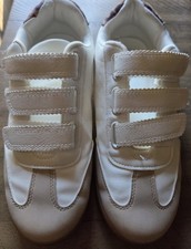 Dolce Vita Hook  Loop Sneakers Size 6.5 Cream and Leapard Print Has Some Wear