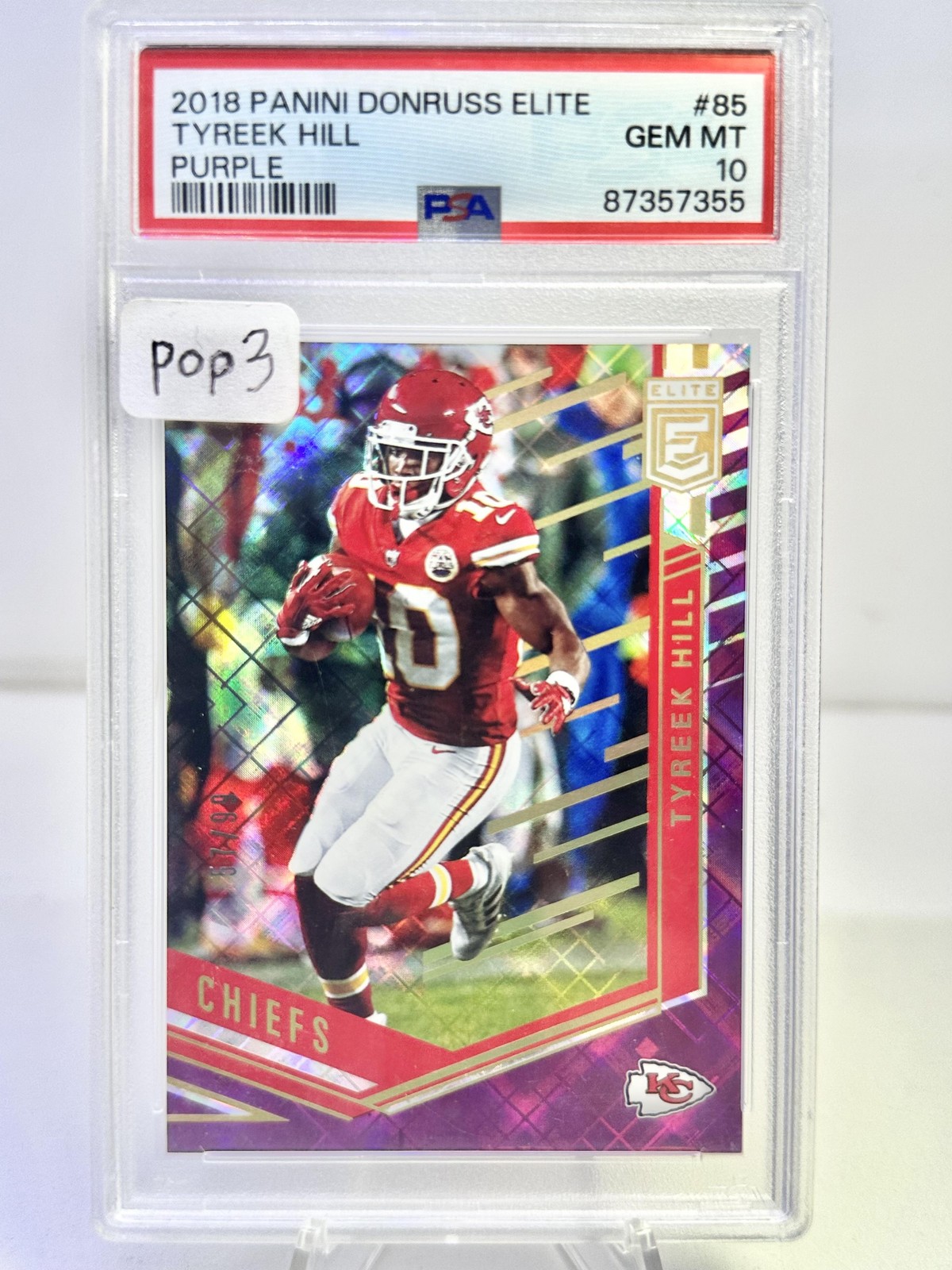 2018 Donruss Elite #85 Tyreek Hill Purple PSA 10 #/99