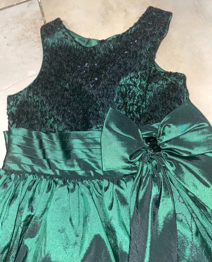 Emily West Girls Kids Party Dress Green Sequins Formal Holiday Christmas Size 7 - Image 2 of 4