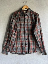 LL Bean Shirt Mens Medium Plaid Button Up Flannel Traditional Fit Camp Outdoors