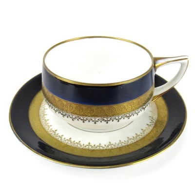 Rosenthal Porzellan Mokkatasse Serie Donatello Jugendstil Kobalt Goldfries