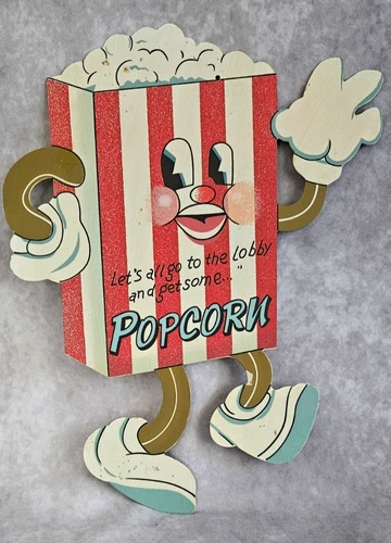 Vintage Let’s all go to the Lobby and get some POPCORN Retro Repro Metal Sign