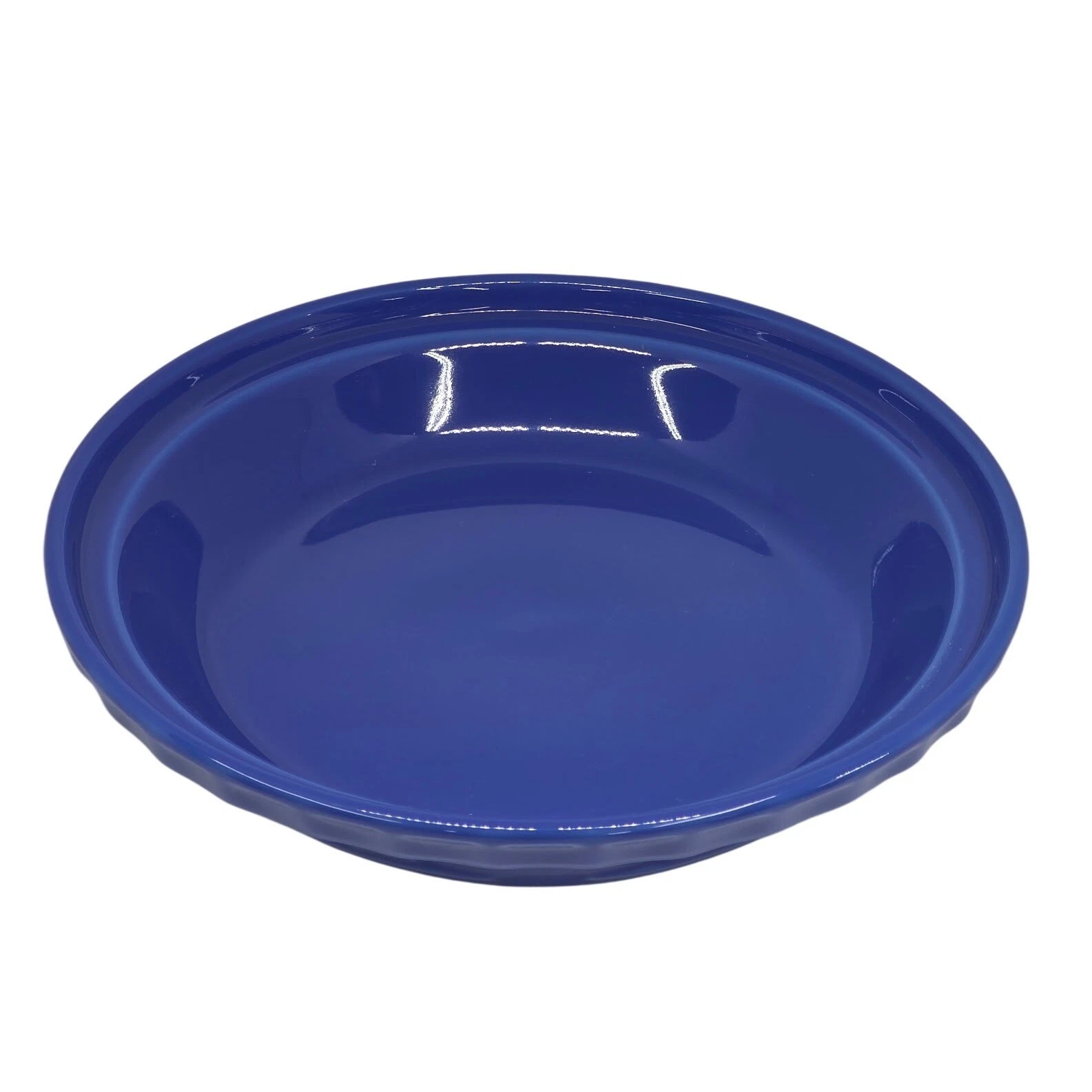 Longaberger Pie Plate Cornflower Blue Woven Traditions Scalloped Pottery 10 Inch