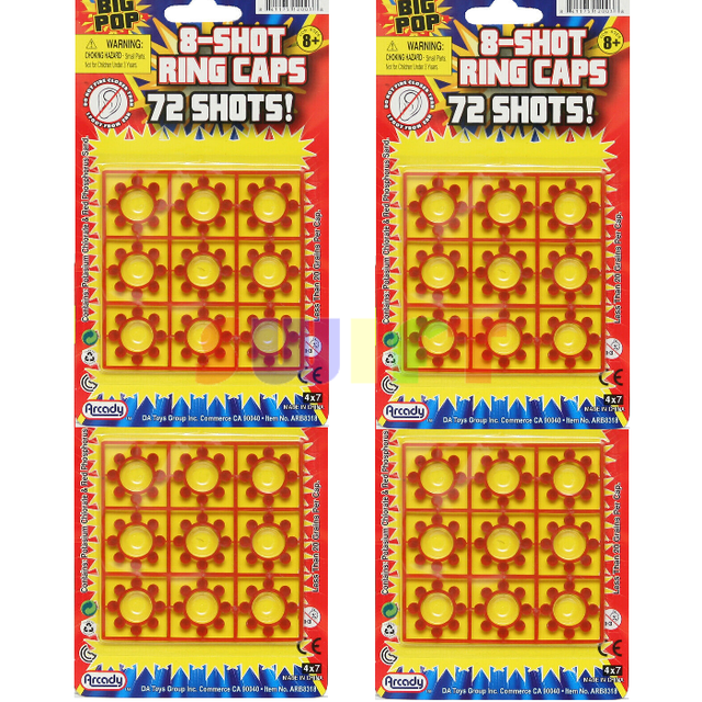 4 Packs Cap Gun Refill 8 Shot Plastic Ring Circle Disc Type 72 Shots