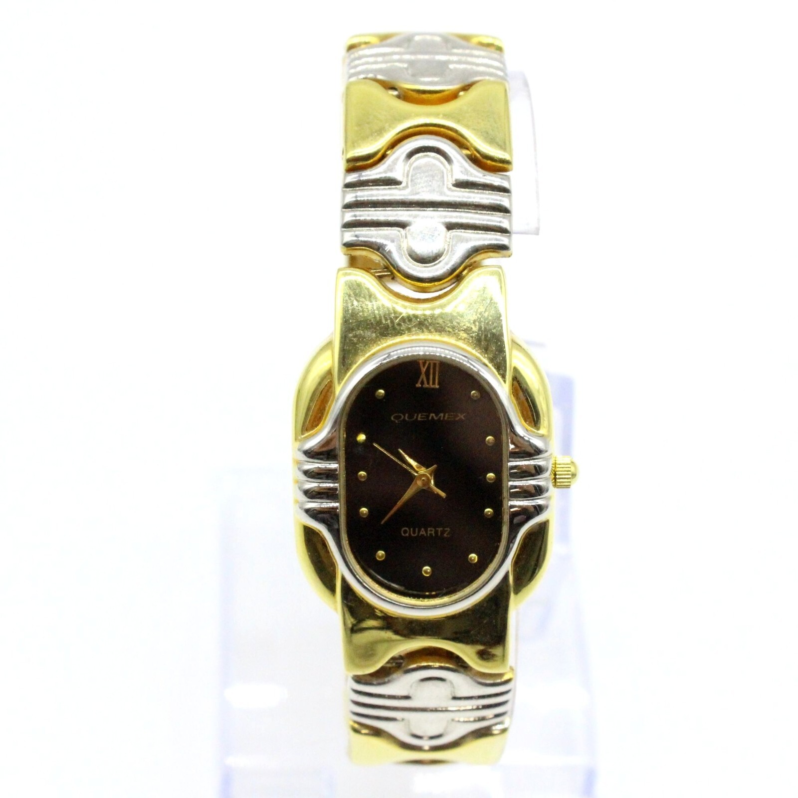 Vintage Quemex Watch Women's Luxury Dual Tone Wire Bezel Band Analog