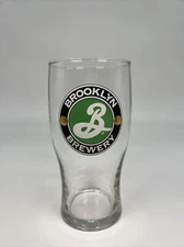 Pint Glass BEER BROOKLYN BREWERY Excellent Graphics New Condition Green & Black