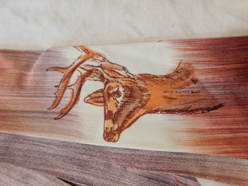 1940'S NECKTIE VINTAGE TIE HANDPAINTED COLORFUL Deer Elk Wildlife - Picture 5 of 7
