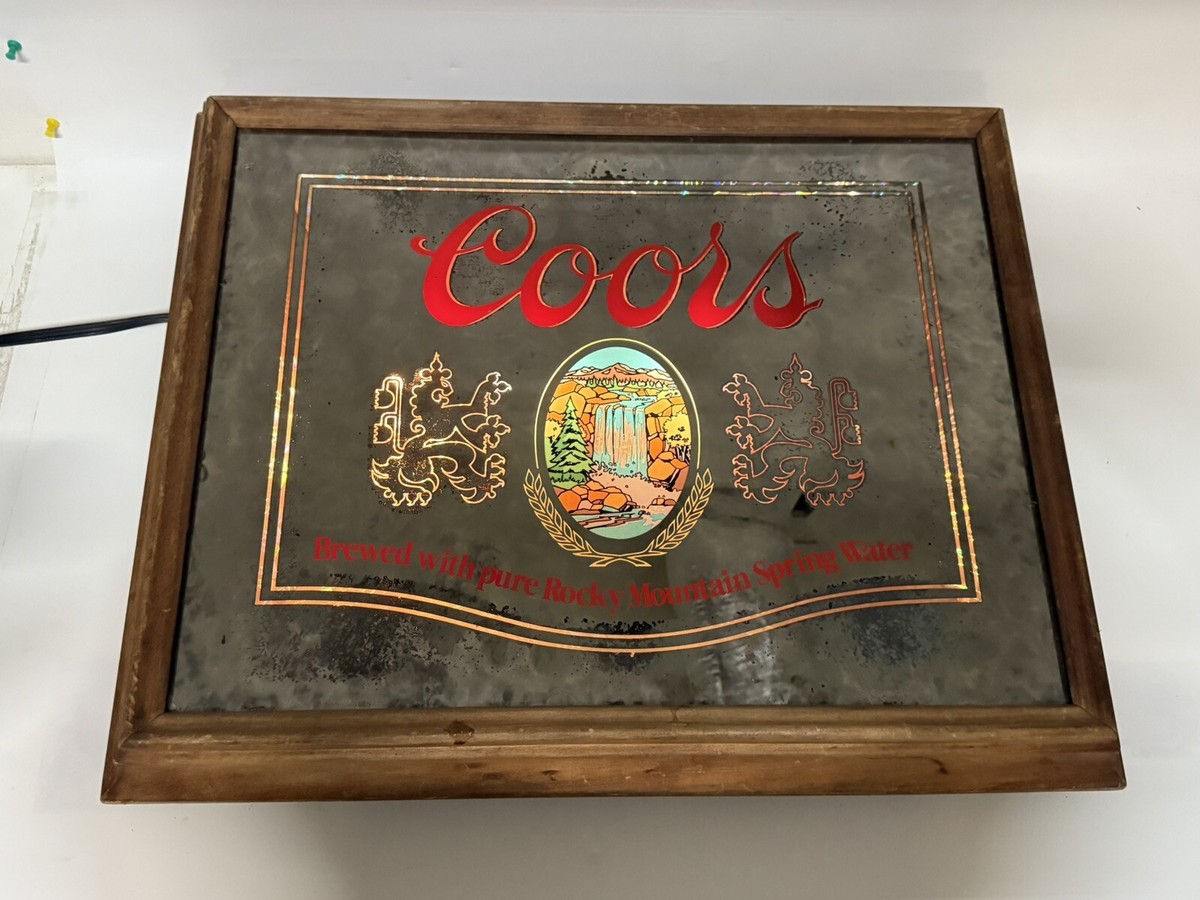 Vintage 1980s COORS Rocky Mountain Springs Lighted Mirror Beer