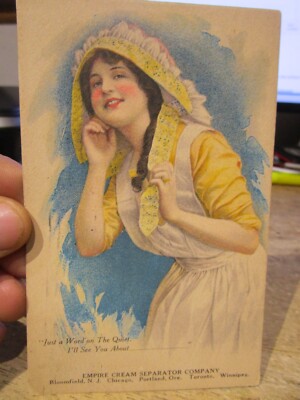 K3 NEW JERSEY Old Postcard Victorian Era Bloomfield Empire Cream Separator Woman