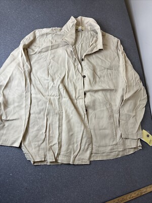 Vintage Linden Hill Women's Tencel Button Down Shirt size 2x Tan New With Tags