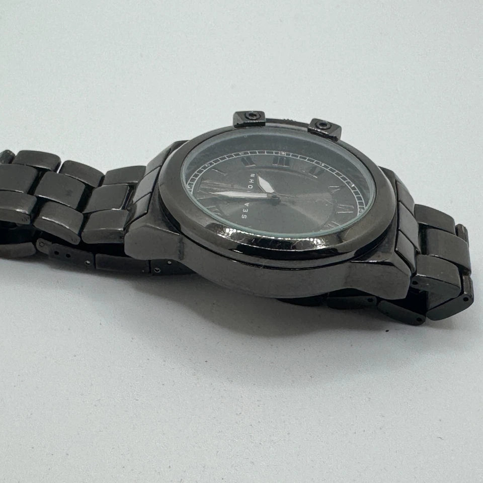 Sean John Reloj Cuarzo Hombre Grande 47mm Negro Romano Japón Movt Analógico Batería Nueva Foto 3 de 4