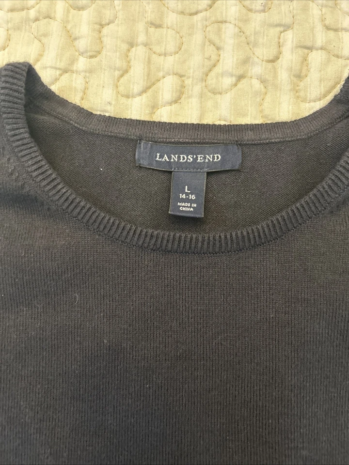 Lands End Sweater Vest  Kids Large 14-16 Black Sleeveless Knit School Uniform - Image 3 of 4