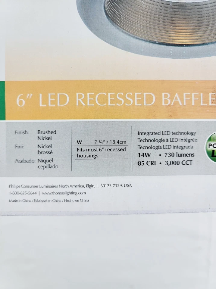 (4) New THOMAS LIGHTING 6" LED Recessed Baffle 190224217 14W 730 Lumens 85 CRI - Image 3 of 4