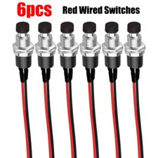 6Pcs 12V 5AMP SPST Mini Push Button Pre-Wired Momentary N/O OFF-ON Switch Plug
