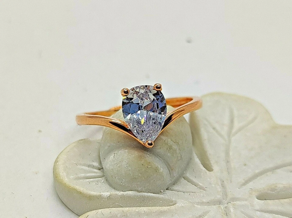 Anello Donna SOLITARIO in Argento 925 pietra CUORE zircone TIARA ORO ROSA - Immagine 4 di 4