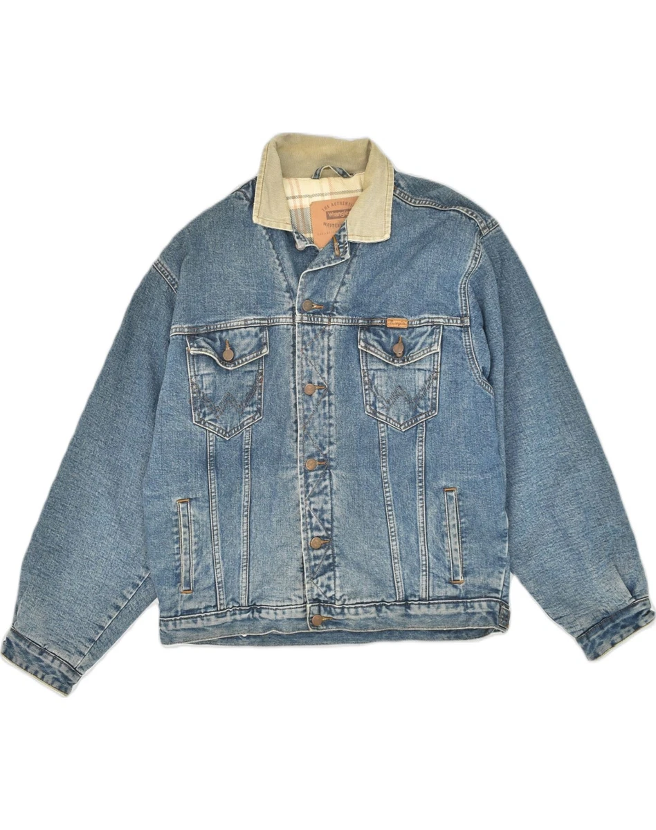 WRANGLER Mens Denim Jacket UK 40 Large Blue Cotton IS01 | eBay
