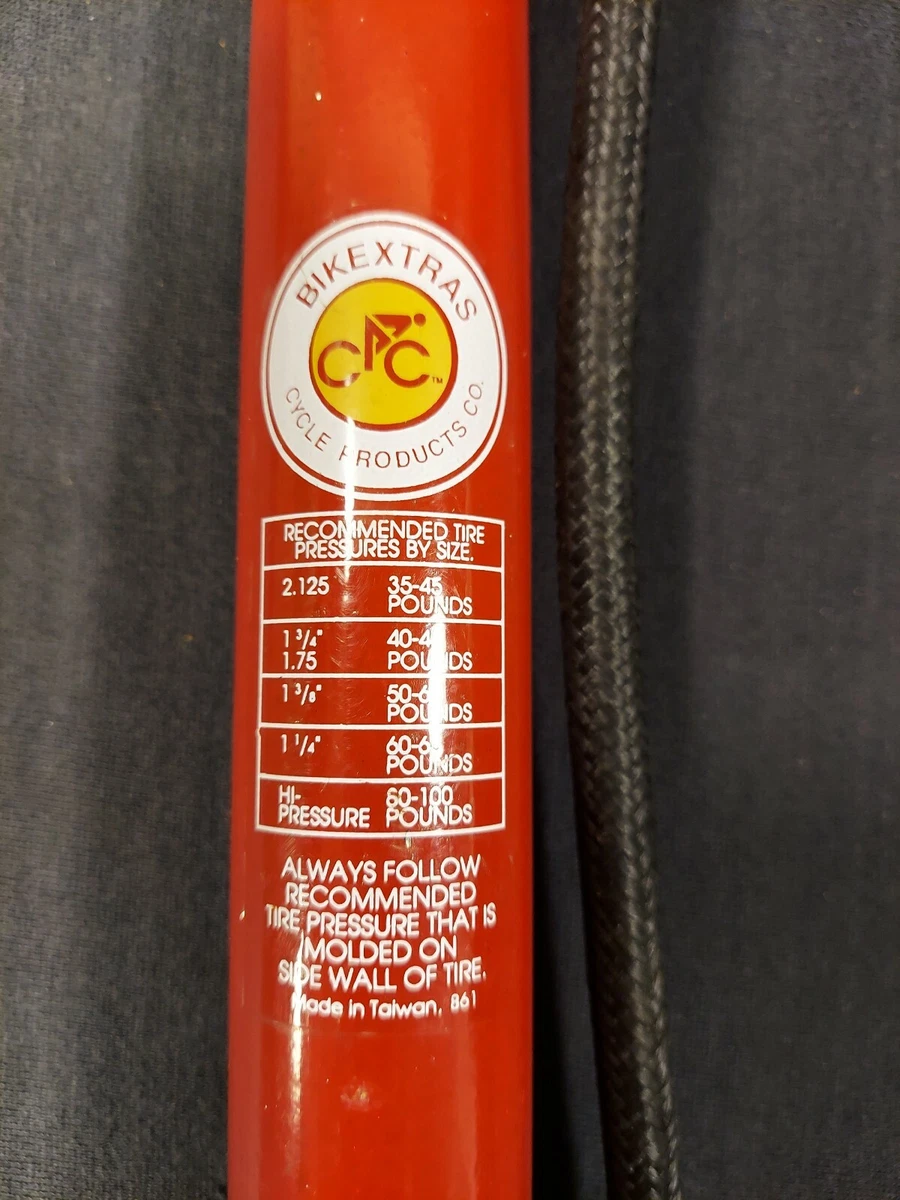 Bikextras Bicycle Products Co. Red Metal Tire Pump Gator Grip 80 s