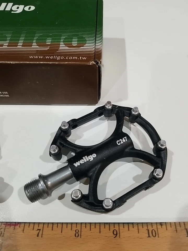 Pedales de bicicleta/bicicleta Wellgo C247 City forjados de aluminio negro BMX MTB CR-MO, 9/16" Foto 3 de 4