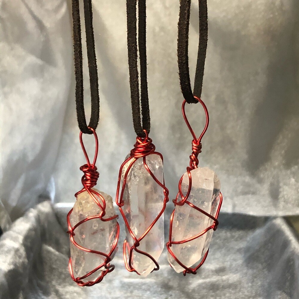Handmade (red) wire wrapped crystals